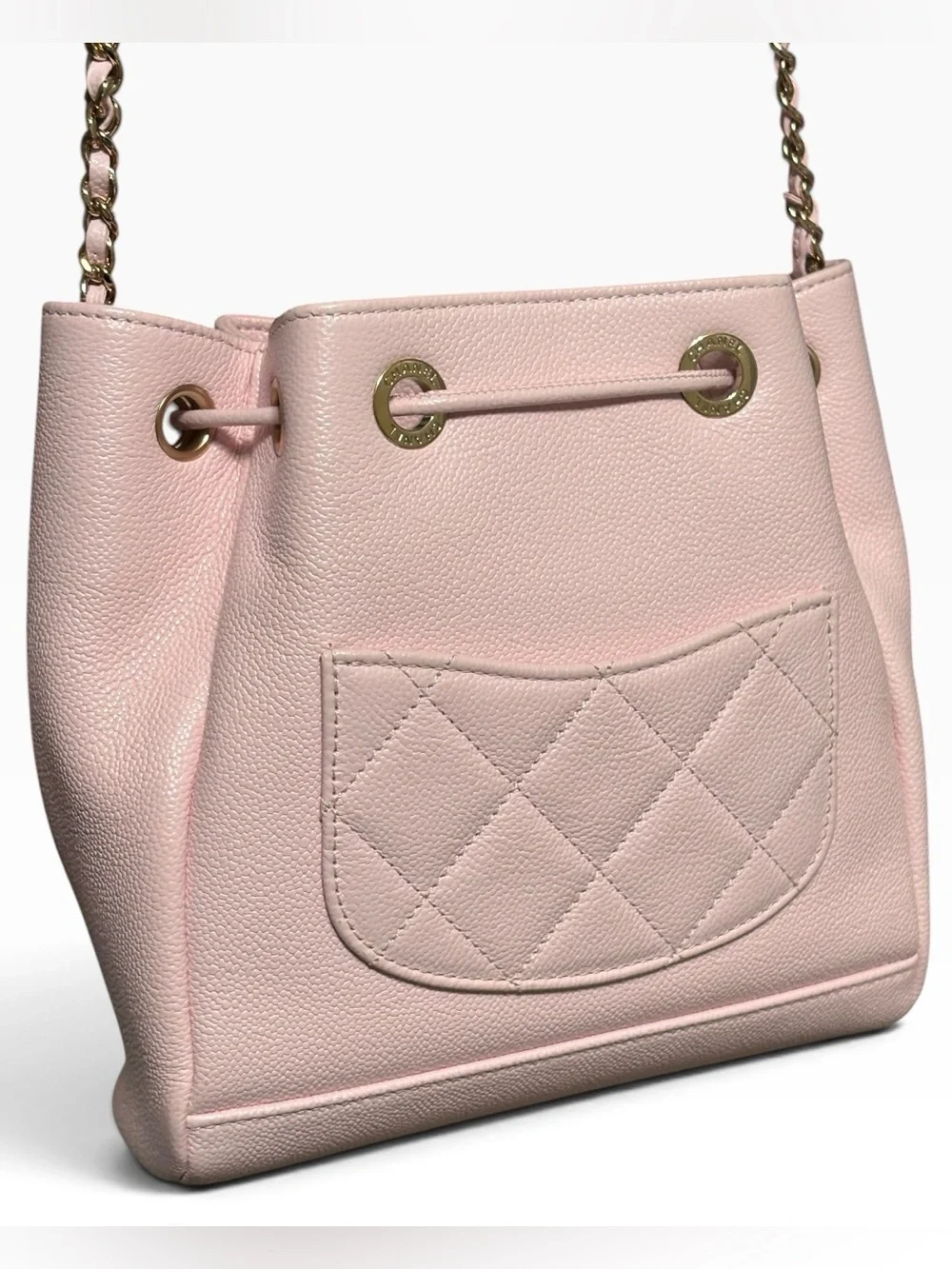 CHANEL Business Affinity Pink Caviar Bucket Bag